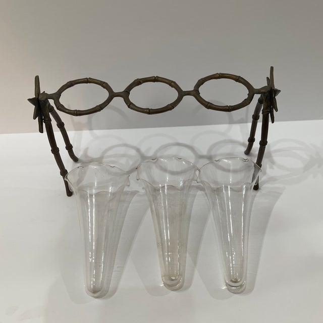 Metal 1980s Set of 3 Vase Supports Brass For Sale - Image 7 of 7