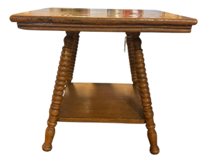 Vintage Oak Barley Twist Side Table With Lower Shelf