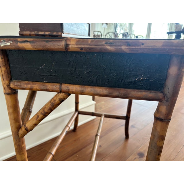 19th C. English Antique Bamboo Writing Desk For Sale - Image 10 of 15