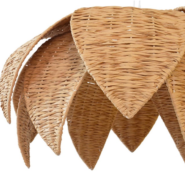 Not Yet Made - Made To Order Matthew Izzo Home Franny Natural Rafia Lotus Flower Shaped Pendant Light For Sale - Image 5 of 5