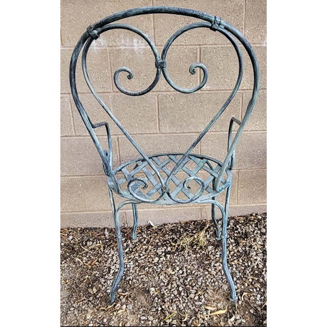 Early 20th Century Vintage French Bistro Wrought Iron Garden Chairs - Set of 5 For Sale - Image 5 of 8