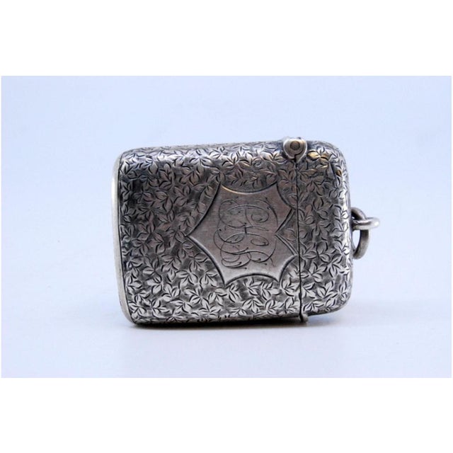 Silver Matchbox with Engraved Floral Motifs and Monogram Card For Sale - Image 6 of 9