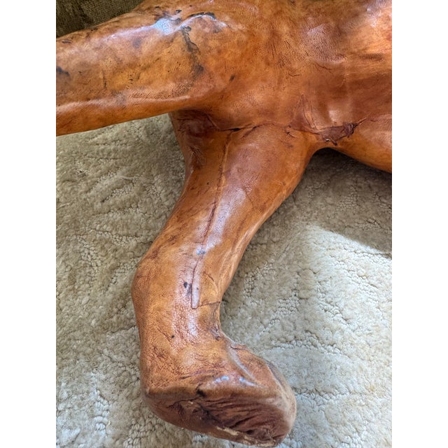 Vintage Large Handcrafted Leather Lion Sculpture, 23” For Sale - Image 9 of 9
