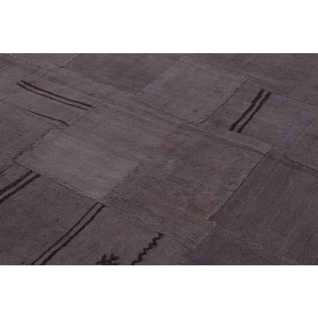 Traditional Vintage Turkish Patchwork Rug in Black and Purple With Subtle Geometry - Rug & Kilim For Sale - Image 3 of 10
