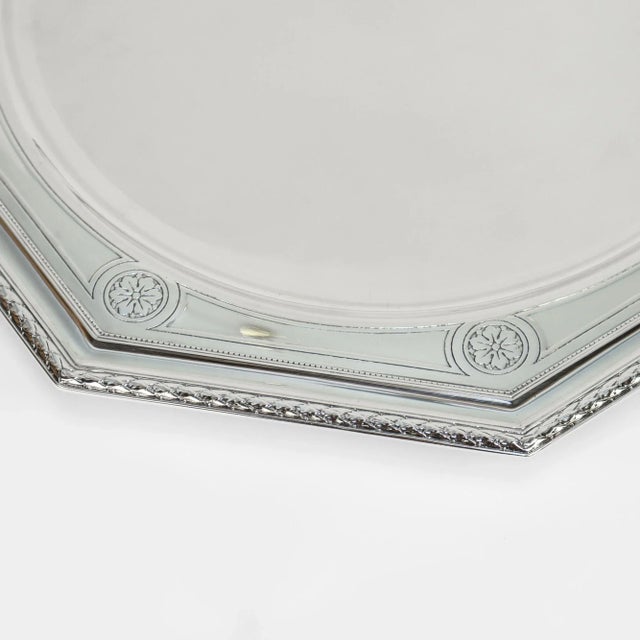 Large Hexagonal Art Deco Tiffany & Co. Sterling Silver Compote/Footed Cake Plate For Sale In Philadelphia - Image 6 of 11