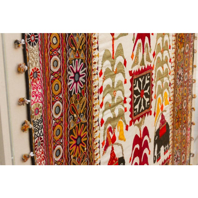 68" Tall Vintage Gujarati Framed Tapestry For Sale - Image 9 of 10