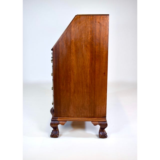 Chippendale Mahogany Secretary Slant Top Desk, 1920's For Sale - Image 12 of 16