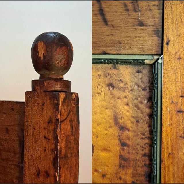 Victorian-Style Antique 2-Panel Wooden Room Divider Screen, Hand-Painted Leaf Design For Sale - Image 10 of 10