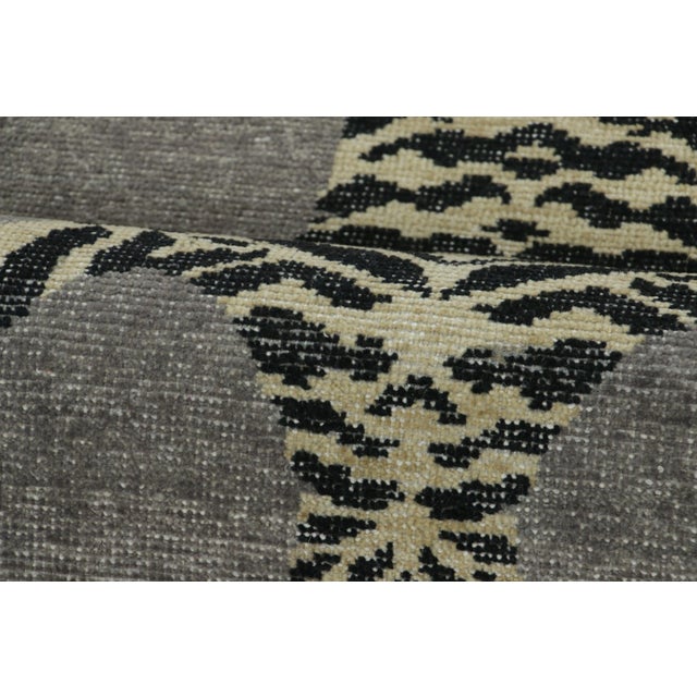 Rug & Kilim’s Distressed Tiger Runner Rug in Gray With Beige and Black Pictorial For Sale In New York - Image 6 of 7