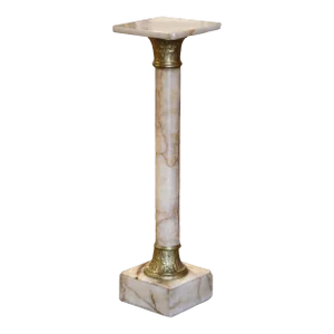 19th Century French Napoleon III Carved Marble and Bronze Selette Pedestal Table