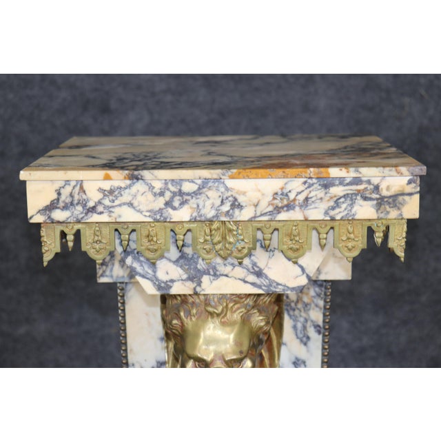 Traditional 19th C French Regency Style Breche Violet Marble and Bronze Pedestal For Sale - Image 3 of 17