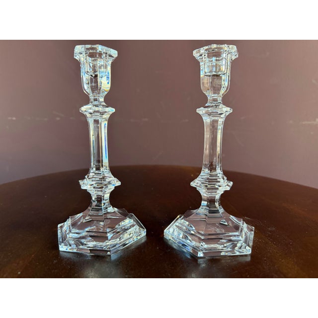 Traditional Baccarat Harcourt / Versailles 7” High Candle Sticks (Pair). For Sale - Image 3 of 6