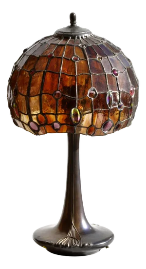 Art Nouveau Lamp in Bronze and Stained Glass, 1920s