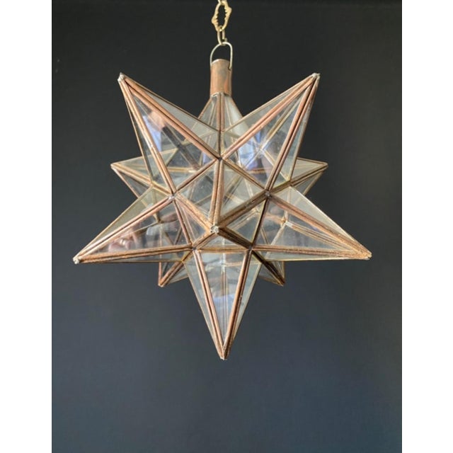 Metal Antique Brass and Glass Star Light, 1970s For Sale - Image 7 of 9