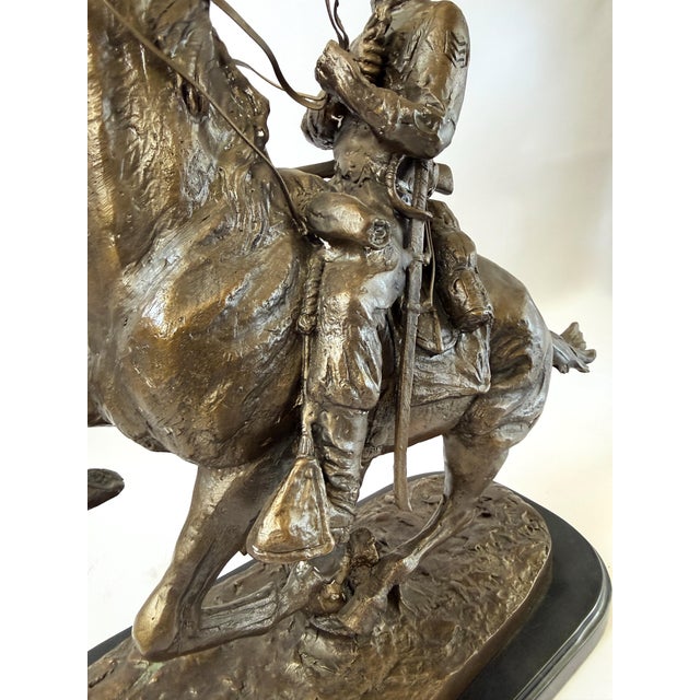Bronze Trooper of the Plains, Bronze Piece After Remington - 19" H For Sale - Image 8 of 18