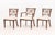 Set of Six Regency Style Mahogany Arm Chairs, with carved scroll form backrest and beige leather seats. 37.5" H x 18" W x...