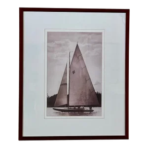 Vintage Sepia Toned Sailboat Photo Framed