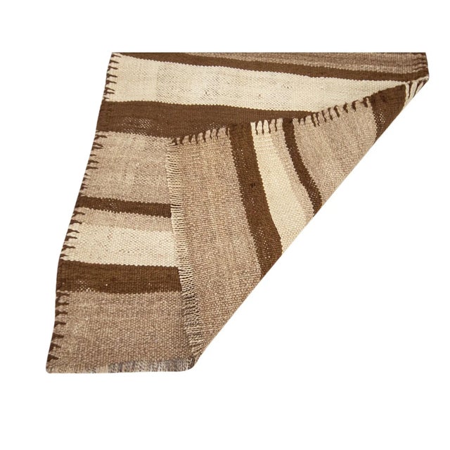 Mid 20th Century Vintage Brown Wool Kilim Runner For Sale - Image 5 of 7