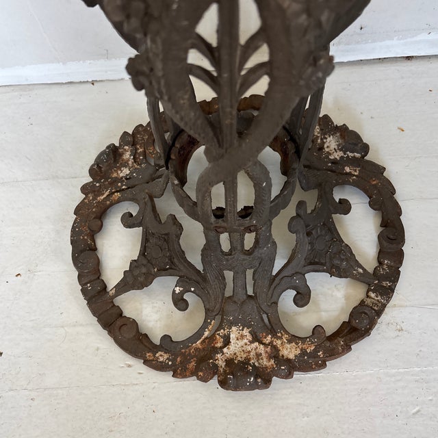 Antique Egyptian Revival Figural Cast Iron Jardiniere or Aquarium Stand For Sale - Image 4 of 7