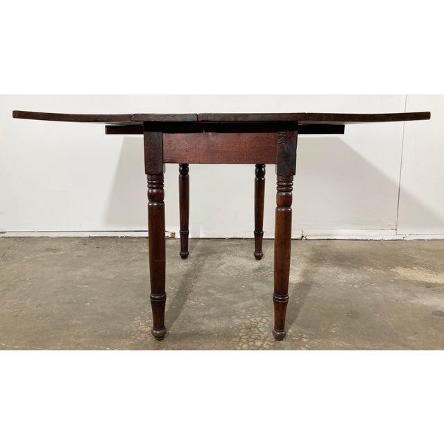 Wood Vintage Early American Solid Wood Drop Leaf Table For Sale - Image 7 of 9