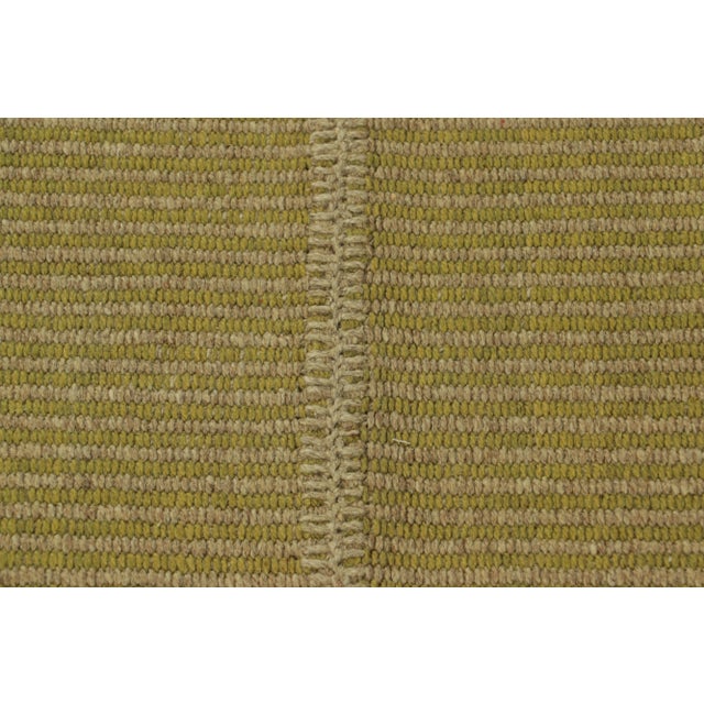 Contemporary Rug & Kilim’s Contemporary Kilim With Textural Beige and Chartreuse Stripes For Sale - Image 3 of 7