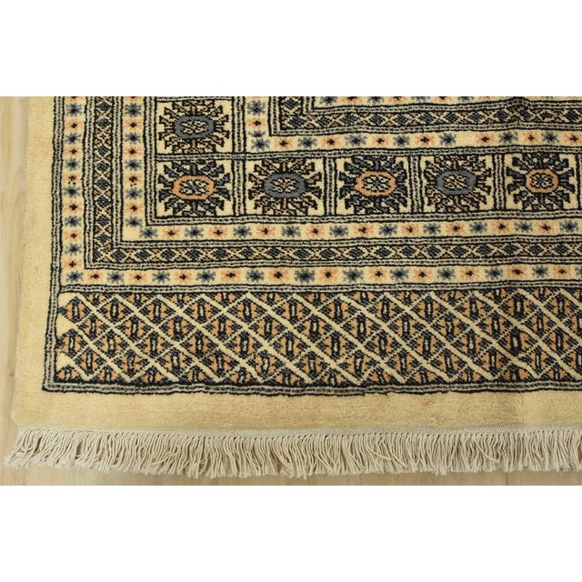 Bokhara Rug 8’11” X 11’8” Beige Wool Tribal Hand-Knotted Oriental Carpet For Sale - Image 11 of 14