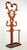 Victorian fruit wood entryway hall tree with eight long wood peg hooks, a tilting mirror, and an umbrella stand with a...