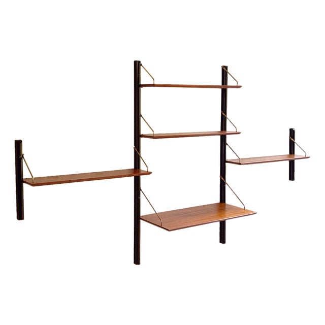 Vintage Three-Piece Wall Unit with Desk by Louis Van Teeffelen for Wébé, 1960s For Sale