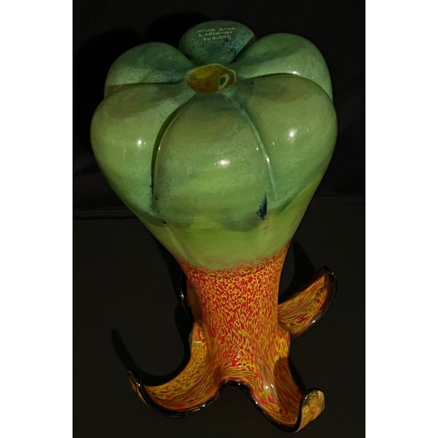 Glass Stunning Art Vase by Art House, Kosta Boda Handblown by Swedish Artist, Ludvig Lofgren. Mid-Century Style. Vibrant!! For Sale - Image 7 of 12