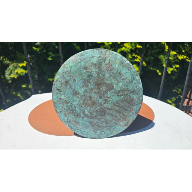 Pre-War Brass Pot in Teal For Sale - Image 5 of 6