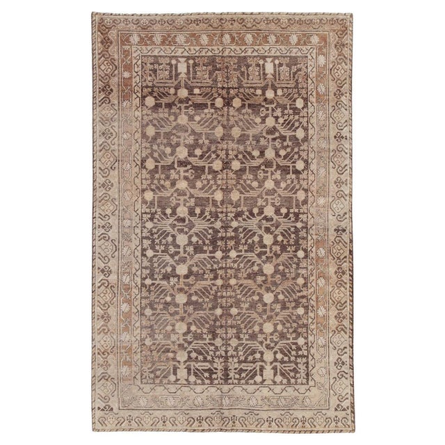 Doris Leslie Blau Vintage Khotan Floral Soft Beige Rug East Turkestan For Sale