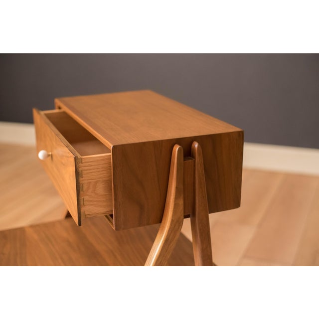 Stewart MacDougall Pair of Vintage Kipp Stewart Walnut Floating Nightstands by Drexel Declaration For Sale - Image 4 of 18