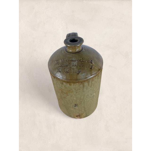 Brown Antique English Weatherhead Salt-Glazed Stoneware Flagon, 1895 For Sale - Image 8 of 8