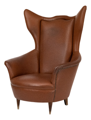 Mid-Century Italian Wingback Armchair in Leatherette, 1950s