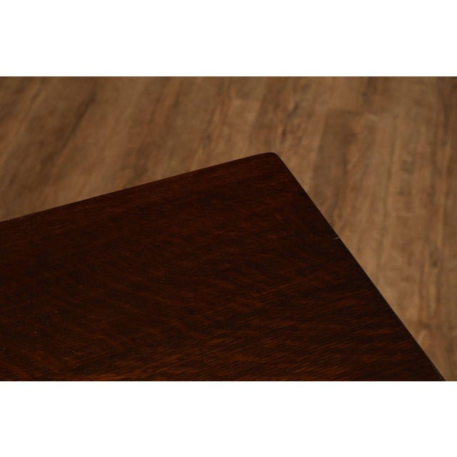 Gustav Stickley Mission Oak Trestle Library Table For Sale - Image 4 of 14