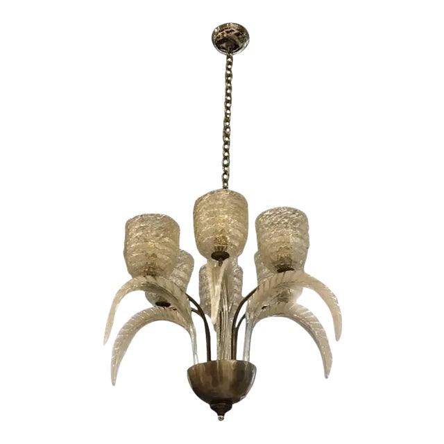 Italian Mid-Century Murano Glass Chandelier by Barovier E Toso For Sale