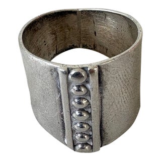 Vintage Sterling Silver Wide Band Ring For Sale