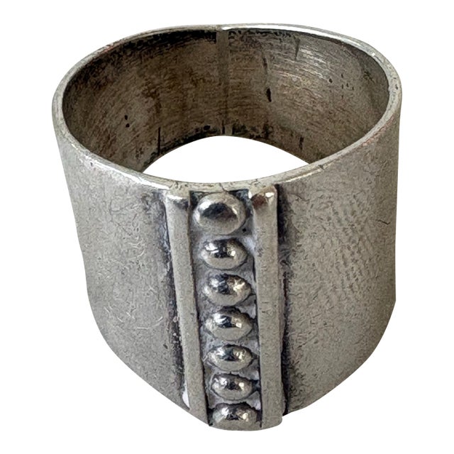 Vintage Sterling Silver Wide Band Ring For Sale