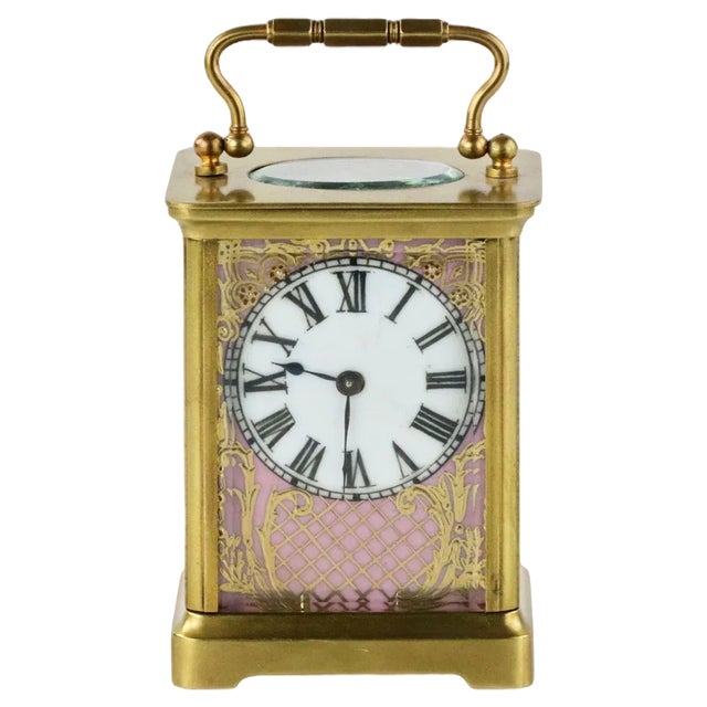 French Neo-Rococo Style Carriage Clock with Porcelain Painting, 1890s For Sale