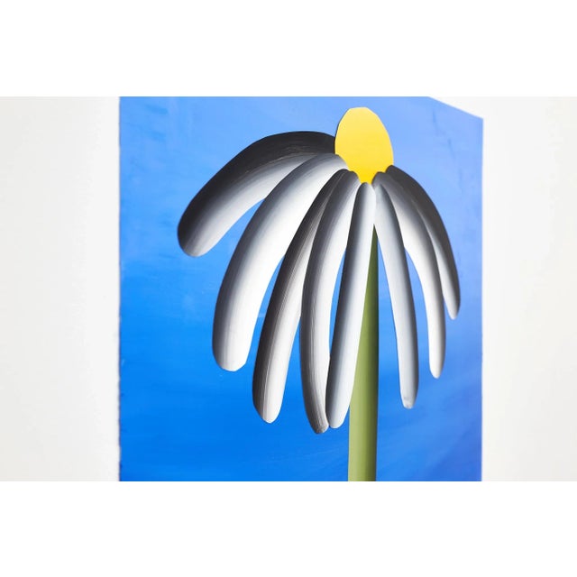 Original painting on heavy paper created from collaged painted pieces arranged together to create a modern floral...