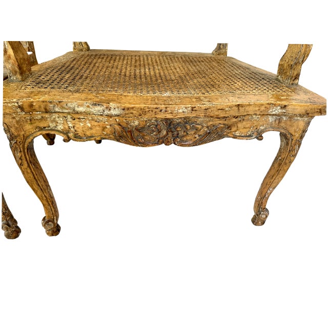 Tan Stunning French Louis XV / Provencial Style Caned Armchairs - A Pair For Sale - Image 8 of 10