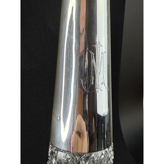 German Brilliant Cut Crystal Decanter with Sterling Silver 925 Collar, 1920s For Sale - Image 9 of 12