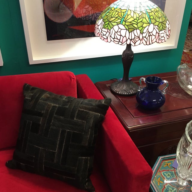 Brown Brown Natural Cowhide Geometric Handmade Pillow For Sale - Image 8 of 9