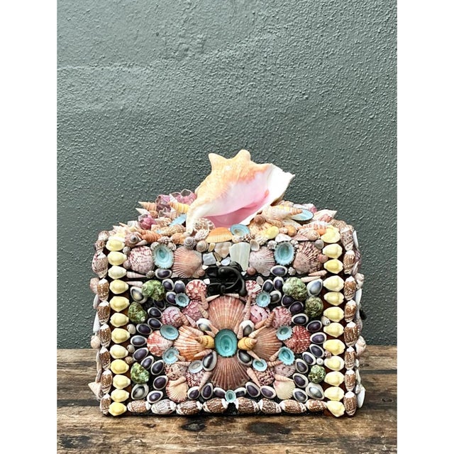 Light Pink Vintage Shell Embellished Decorative Box For Sale - Image 8 of 12