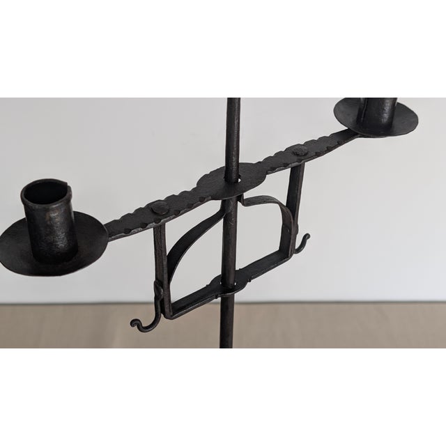 18th C. English Hand Forged Iron Candleholder For Sale In New York - Image 6 of 10