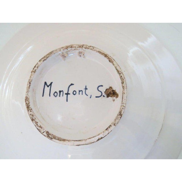 Vintage Hand Painted Faience Plate Country Farmer Blue and White (A) For Sale In Denver - Image 6 of 8