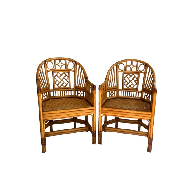 Pair of Brighton Pavilion Style Bamboo Side Chairs For Sale - Image 4 of 9
