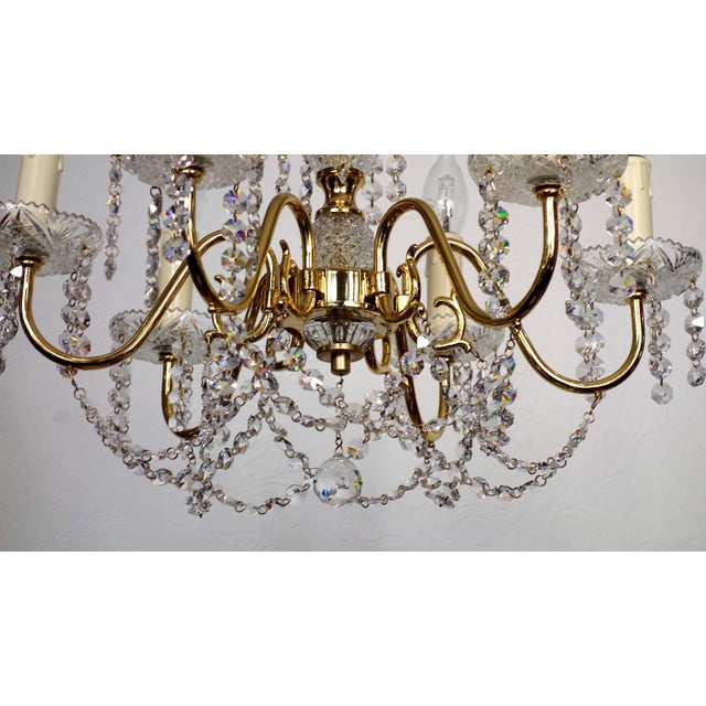 Vintage Brass and Frosted Glass Chandelier from Palwa, 1970s For Sale - Image 9 of 11