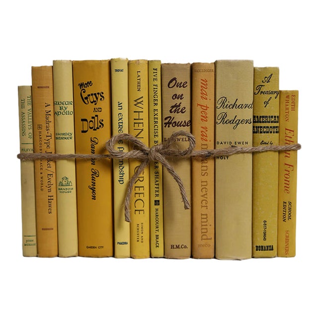 Decorative Books - Vintage Saffron Book Bundle - 1 Foot of Yellow Books For Sale