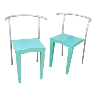 Turquoise Dr. Glob Chair by Philippe Starck for Kartell, 1988, Set of 2 For Sale